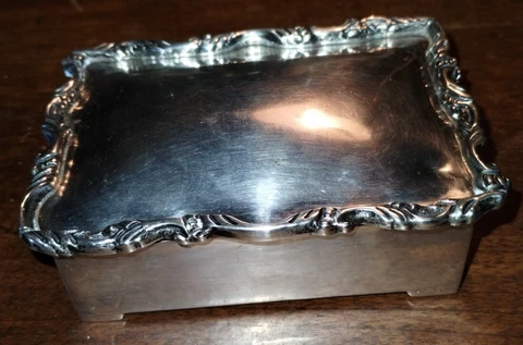 Vintage Sterling Silver Wood Box Jewelry Tobacco Bank Coins Trinkets Mexico 925 Cover