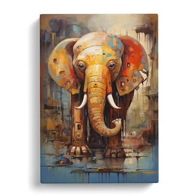 Elephant Modern Art No.2 Canvas Wall Art Print Framed Picture Decor Living Room - Image 1 of 4