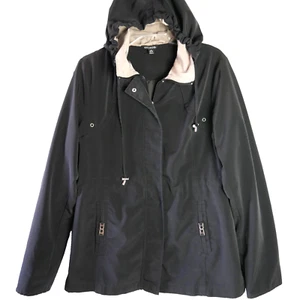 George Damen Größe L Parka Mantel Kapuze schwarz gefüttert abnehmbare Kapuze - Bild 1 von 19