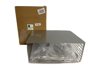 Modern Industrial Side Table with Storage Shelf 2-Tier Satin Metal NEW - Picture 1 of 12