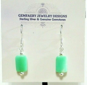 Sterling Silver Australian CHRYSOPRASE Dangle Earrings #1713...Handmade USA - Picture 1 of 6