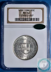 1936 York Tercentenary Commemorative 50c NGC MS 66 w/CAC - Brilliant Pastels!!! - Picture 1 of 12