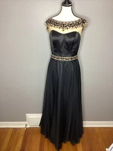 Sherri Hill Dress Size 10 Beading 3 Layers Black Tulle Evening Gown Formal Black - Picture 1 of 8