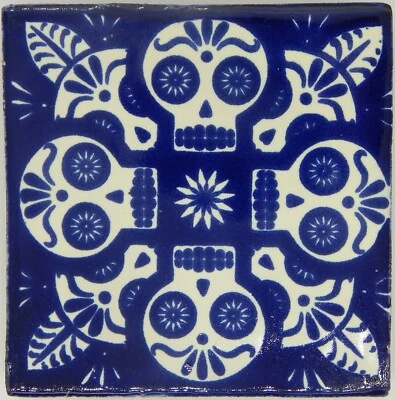 Mexican Tile Folk Art Handmade Talavera Backsplash Handpainted Mosaic # C395 - Image 1 of 2