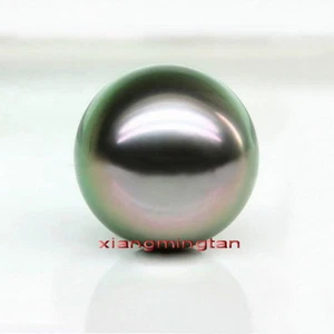 Top quality NATURAL REAL round black GREEN 11-12MM LOOSE SOUTH SEA PEARL,pendant - Picture 1 of 6
