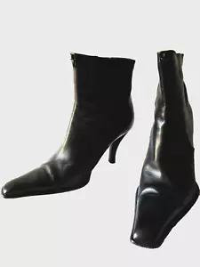 $1.6K CESARE PACIOTTI Black Normcore Cybercore Leather Boots ITALY US 7.5 IT37.5 - Picture 1 of 9