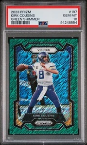 2023 PANINI PRIZM 197 KIRK COUSINS GREEN SHIMMER /5 PSA GEM MINT 10 - Picture 1 of 2