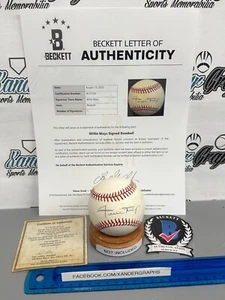 WILLIE MAYS SIGNED AUTOGRAPHED RAWLINGS OML NL BASEBALL-BECKETT BAS LOA LETTER - Picture 1 of 10