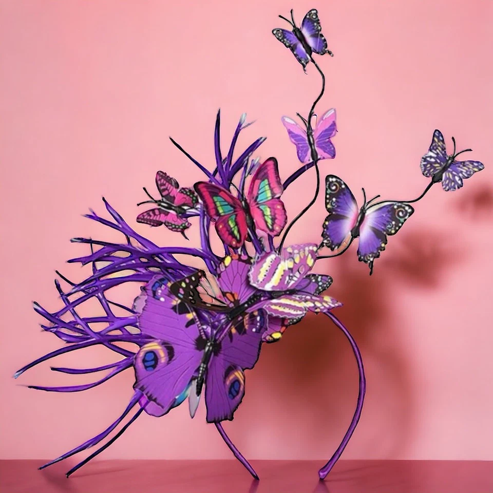 Butterfly Bliss Headband: Flaunt Your Wings This Mardi Gras! 🦋 Purple Headpiece - Image 1 of 4