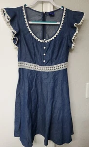 Disney Denim Dress Beauty And The Beast Cap Sleeves Womens S MGO220717/MB2 - Picture 1 of 6