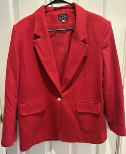 Vintage Women 100% Pure Wool Blazer Jacket Single Gold Button Red Size 14 USA - Picture 1 of 11