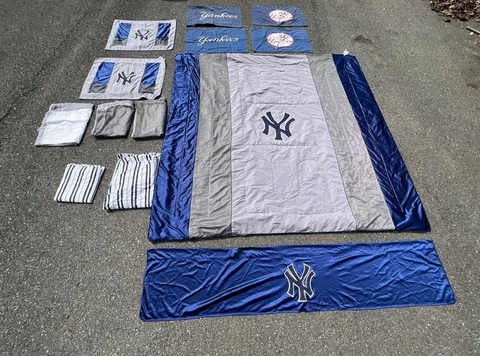 New York Yankees MLB Bedroom Set Full Size Pillow Cases Curtain Sheets Bed Skirt Cover