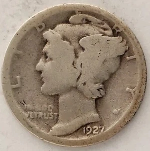 1927 D Mercury Dime circulated 90% Silver Good , Average circulated - Picture 1 of 2
