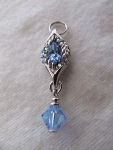 NWOT St. John Knit silver, Blue Crystal Zipper Pull Pendant  1 1/2" Lenght - Picture 1 of 4