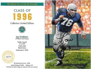 SELTENE LOU CREEKMUR SIGNIERTE TORLINIEN-KUNSTKARTE ~ GOLDSIEGEL VERANKERUNG BEWEIS ~ HOF AUTO - Bild 1 von 3