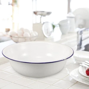 Enamel Footbath Pan for Soaking Feet Vintage Enameled Basin Miss Travel - Picture 1 of 12
