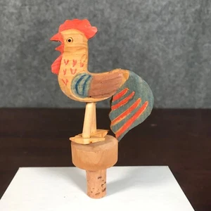 Handgeschnitzter Holz Mechanischer Hahn Huhn Wein Flasche Korken Stopfen Barware - Bild 1 von 12