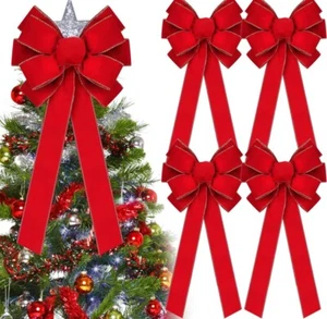 Arco de corona de 15"" X 44"" extra grande de terciopelo rojo borde dorado 16 piezas - Imagen 1 de 8