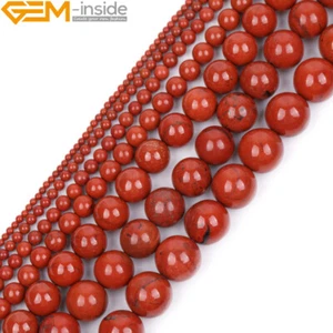 Cuentas redondas de jaspe rojo oscuro de piedras preciosas naturales para hacer joyas 15" Reino Unido - Imagen 1 de 50
