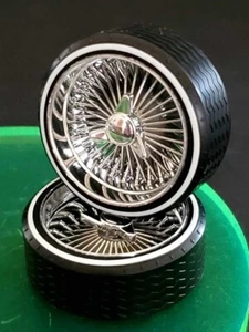 1/18 SUPER SPOKES Chrome LOWRIDER SMOOTH Style 3 Prong K/O Rim & LOW PRO WW Tire - Picture 1 of 5