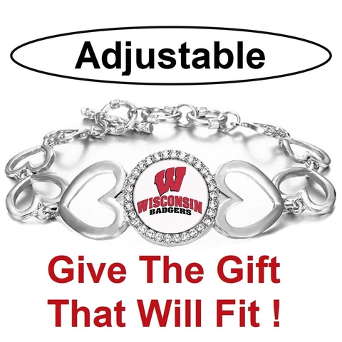 University of Wisconsin Badgers Womens Silver Link Bracelet w Gift Pkg D27 Cover