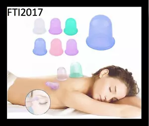 4x SILICONE MASSAGE VACUUM BODY & FACIAL CUPS SET ANTI CELLULITE CUPPING KIT US - Picture 1 of 4