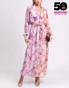 RRP €371 ROCOCO SAND Maxi Shirt Dress Size S Collared Belted Colour Block - Picture 1 of 10