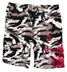 Juicy Couture Men’s Camo Board Shorts Size L 18x21 Swim Trunks Red Graphic - Picture 1 of 9