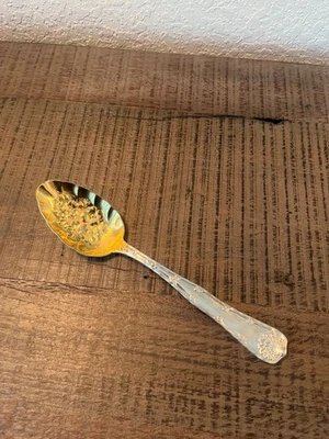 РЕДКАЯ сервировочная ложка Tiffany and co из чистого серебра 1884 золотая стирка БЕЗ МОНОГРАММЫ - Изображение 1 из 4