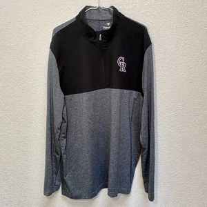 Colorado Rockies Pullover Men’s XL Grey Black 1/4 Zip Fanatics MLB Shirt Jacket - Picture 1 of 9