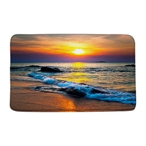 Ocean Beach Bath Mat Beach Sunrise Sunset Scene Ocean Waves Tropical Hawaiian... - Picture 1 of 6