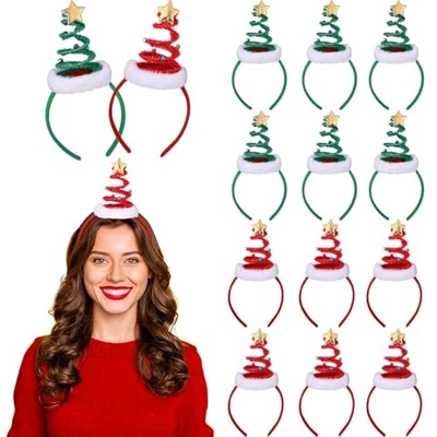  12 Piezas Diademas Árbol de Navidad con Campanas Estrella Primavera Navidad Papá Noel  Foto 1 de 4
