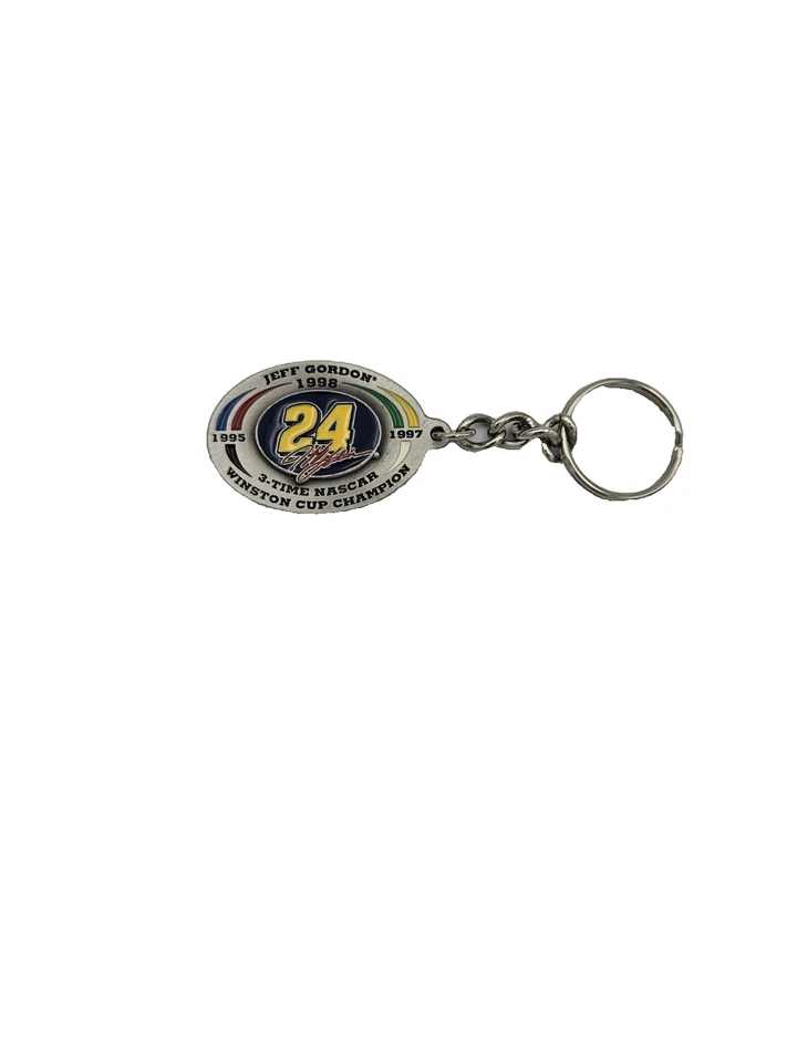 Jeff Gordon #24 Winston Cup Champion 1995 1997 1998 Pewter NASCAR Keychain - Image 1 of 3
