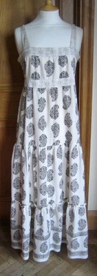 Maxi Vestido Pradera LAURA ASHLEY Algodón Blanco Césped Años 90 De Colección - 14 - Usado en Excelente Condición Foto 1 de 4