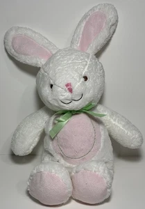 Just One Year Carters Bunny Rabbit White w Pink Belly Green Bow Stuffed Plush - Picture 1 of 10