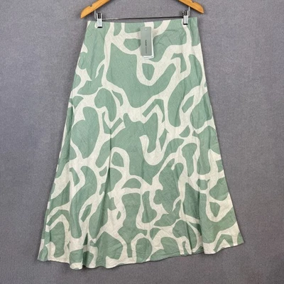 Target Skirt Womens 12 Blue White Euro Linen Midi Elastic Waist NEW - Image 1 of 4