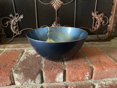 New NWT Gorgeous Navy Blue & Gold Rim Glass Serving Bowl Handmade In Turkey - Image 1 of 4