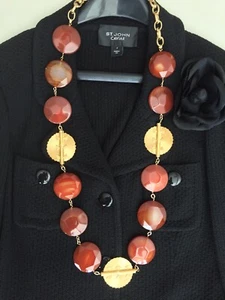 Stephen Dweck 11 Big Red Agates  20” Necklace - Picture 1 of 12