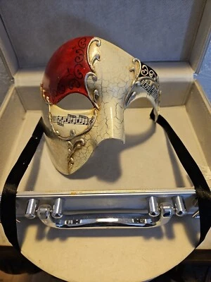 Red Silver Phantom ofthe Opera Mask Venetian Musical Mardi Gras Masquerade Mask - Image 1 of 2