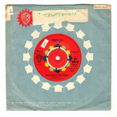 EVERLY BROTHERS - TEMPTATION / STICK WITH ME BABY. UK ORIG 1961 7" & CO/SL. EX - Image 1 of 4