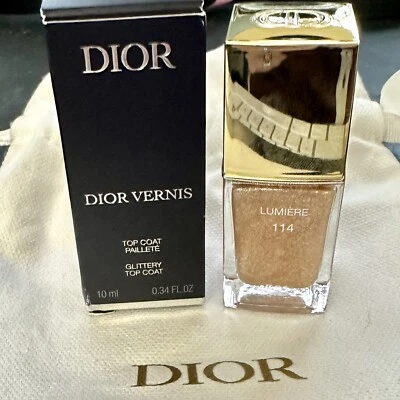 Dior Vernis Nail Polish Limited Holiday Nail Glittery Top Coat Lumiere #114 New - Image 1 of 4