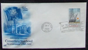 US FDC SC #2340 CONNCTICUT STATEHOOD 1988. - Picture 1 of 1