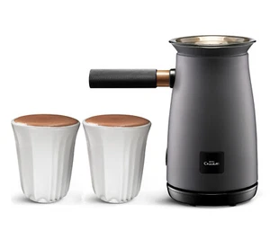 Hotel Chocolat Velvetiser Hot Chocolate Machine Charcoal Edition +2 Ceramic Mugs - Picture 1 of 5