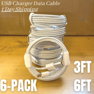 6X Lot For iPhone 11 8 7 6 Plus 5c Xs USB Fast Charger Cable Charging Cord 3/6Ft - Picture 1 of 16
