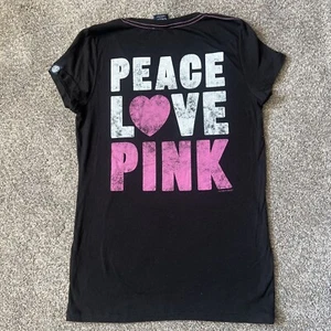 NWT Victoria’s Secret PINK Vintage T Shirt Peace LOVE PINK in Graphics Back L - Picture 1 of 9