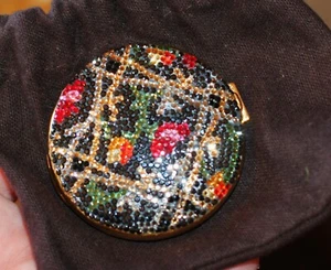 Judith Leiber Rose Garden Traliccio Cristallo Swarovski Specchio Compatto Trucco Polvere - Foto 1 di 8