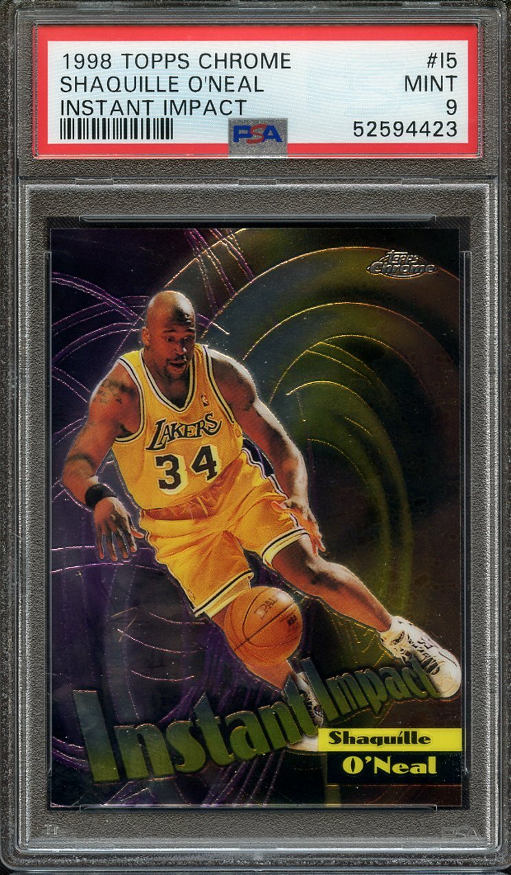 1998 TOPPS CHROME INSTANT IMPACT #I5 SHAQUILLE O'NEAL INSTANT IMPACT PSA 9