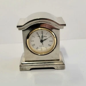 Vintage Silver Plated Miniature Quatrz Clock. Height 4.4cm. - Picture 1 of 5