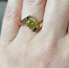 NWT Fragrant Jewels Gold Tone Dog/Cat Paw Print Green Crystal Stone Ring Size 7