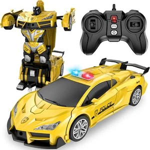 Remote Control Car, Transform Robot RC Cars, 2.4Ghz Transforming Yellow - Picture 1 of 7